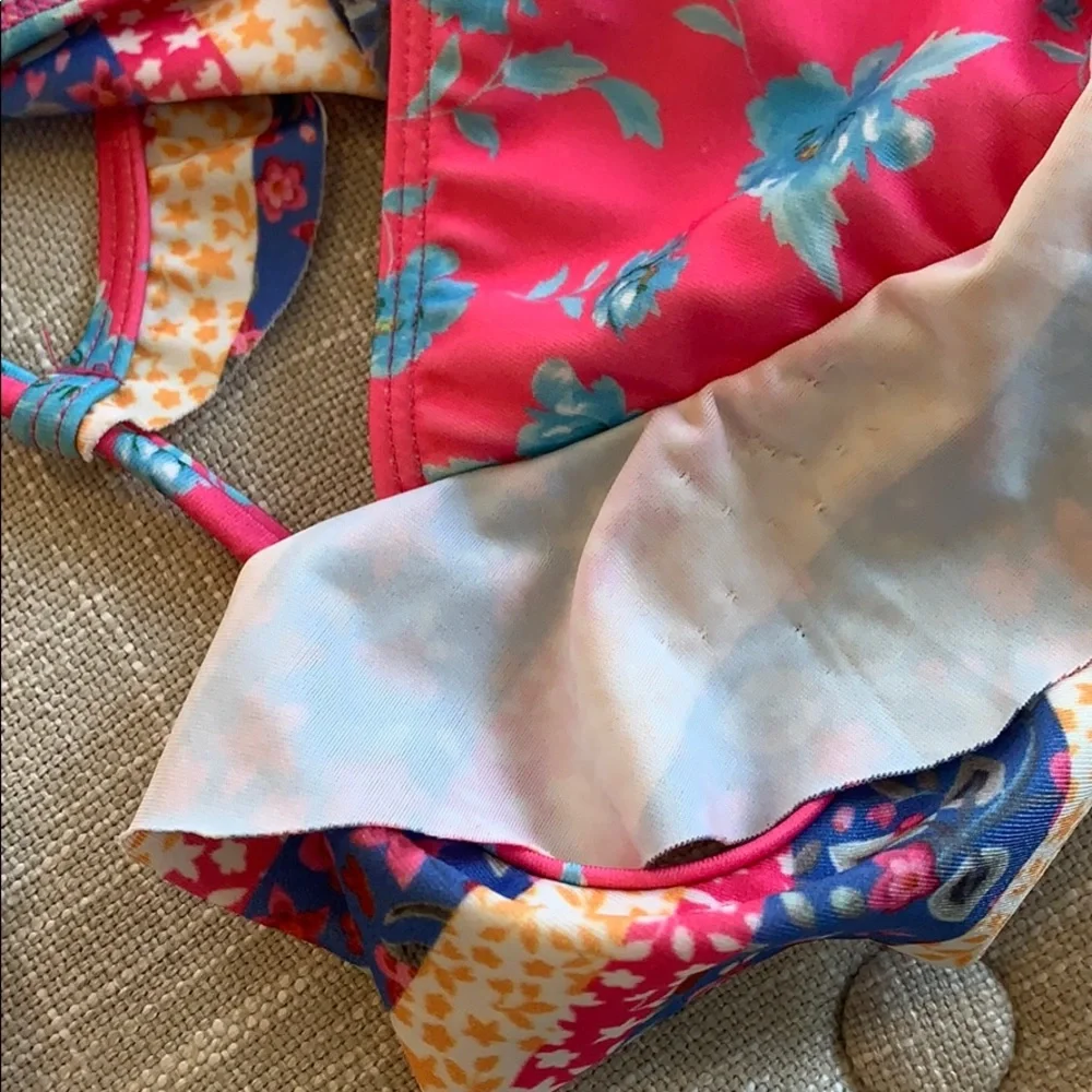 Lovers + Friends Pink Multicolor Ruffle Bikini Top - Picture 7 of 8